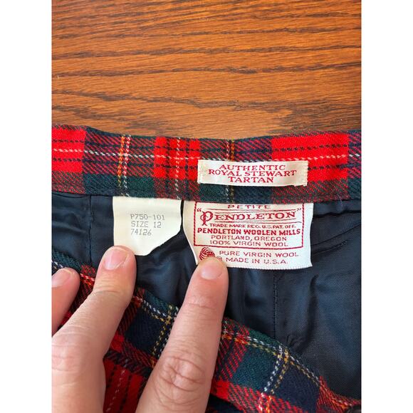 Pendleton Vintage Authentic Royal Stewart Tartan Red Plaid Pants Size 12 - Picture 4 of 7